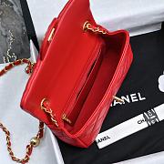 Chanel Mini Flap Bag Lambskin Pearls Gold Red 20x12x6cm - 3