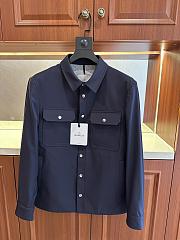 Moncler Cotton Cepe Long Sleeve Shirt Blue - 1