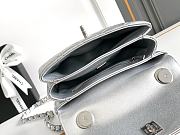 Chanel Top Handle Silver Lambskin Bag 19cm - 6