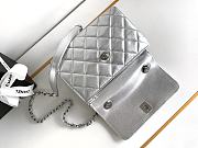 Chanel Top Handle Silver Lambskin Bag 19cm - 5
