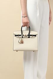 Hermes Birkin 25 Bag White Black Epsom Gold 25cm - 5