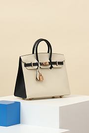 Hermes Birkin 25 Bag White Black Epsom Gold 25cm - 3