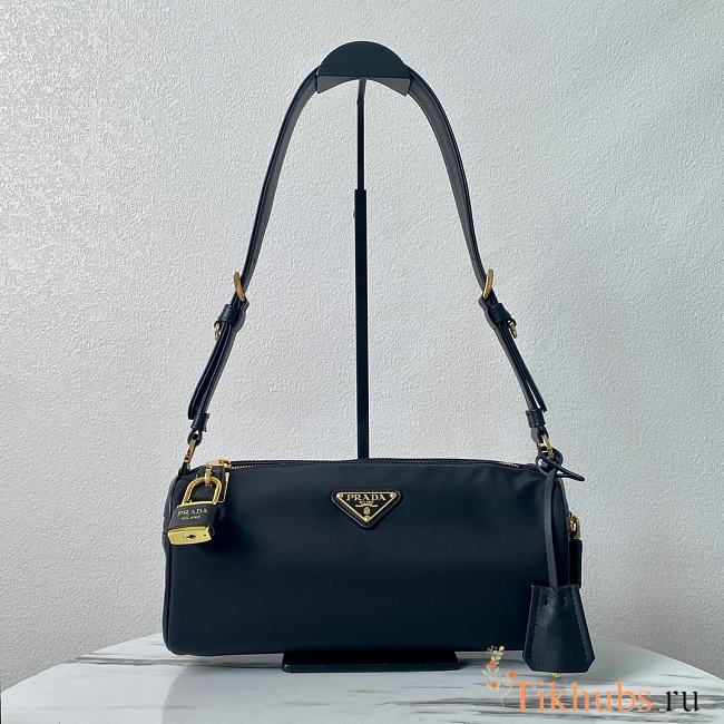 Prada Medium Re-Nylon Leather shoulder Bag Black 27x12x10.5cm - 1