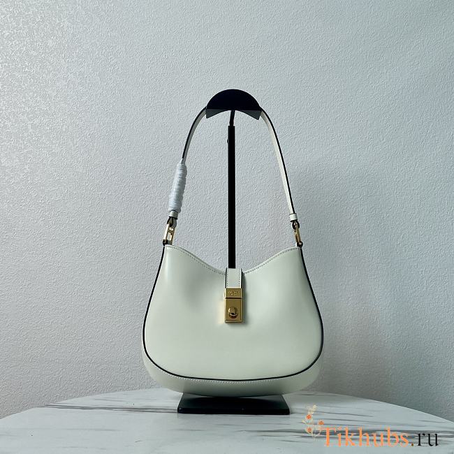 Prada Cleo Brushed Leather Shoulder Bag White 22x18.5x4.5cm - 1