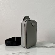 Prada Brique Saffiano Leather Bag Grey 20x14x4cm - 4
