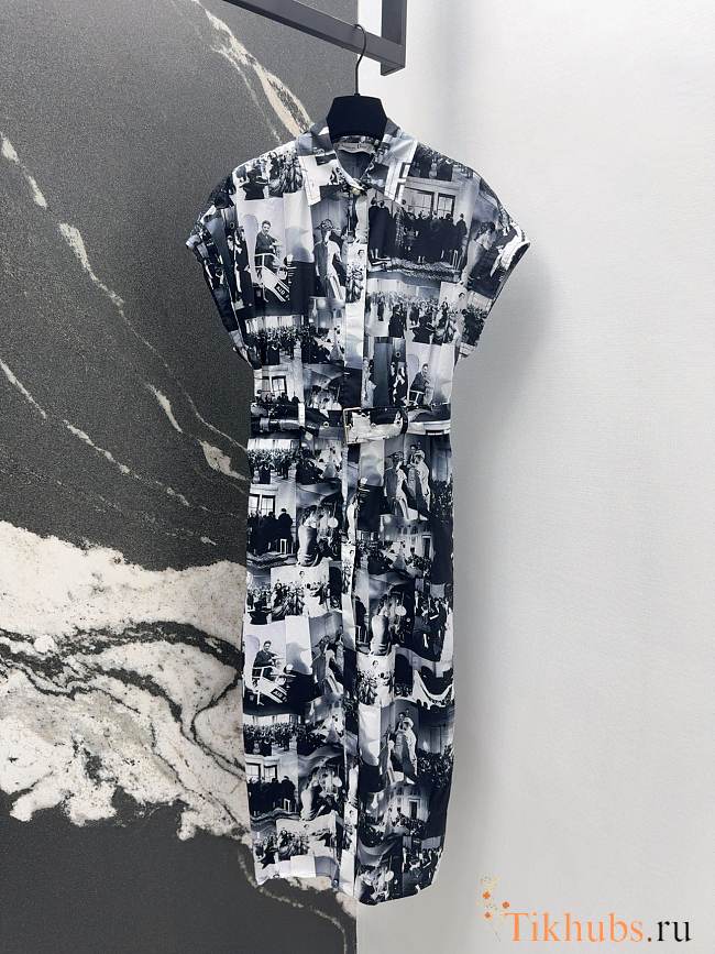 Dior Mid-Length Shirtdress Black White - 1