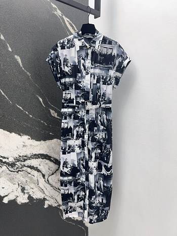 Dior Mid-Length Shirtdress Black White