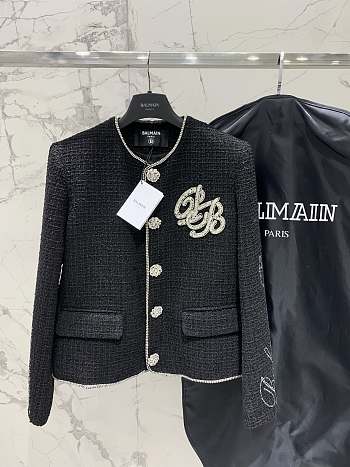 Balmain Crystal Appliqué Cropped Jacket