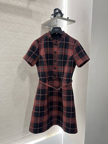 Dior Belted Short Dress Pink Gray