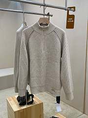 Dior Zip Collar Sweater White Virgin Wool Knit - 1