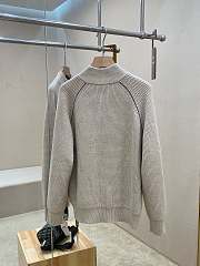 Dior Zip Collar Sweater White Virgin Wool Knit - 3