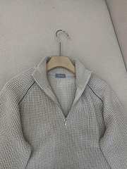 Dior Zip Collar Sweater White Virgin Wool Knit - 2
