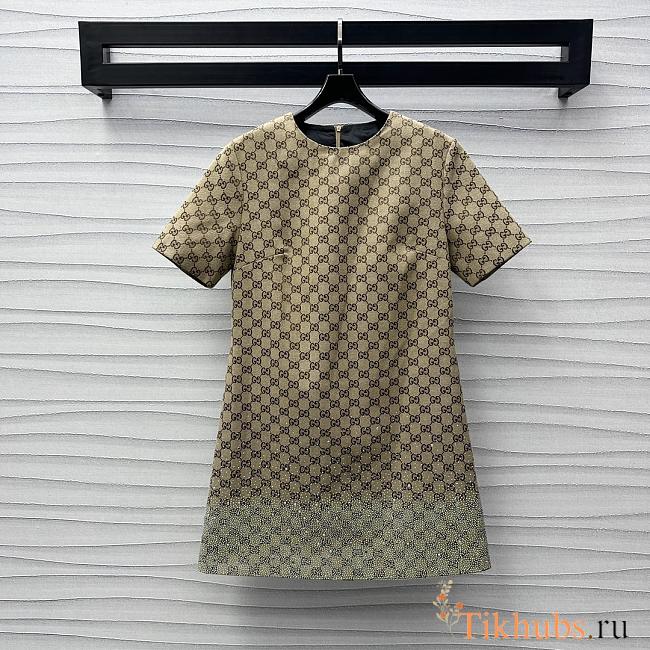 Gucci Embroidered GG Canvas Dress - 1