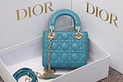 Dior Mini Lady Bag Blue Gold 17cm - 3