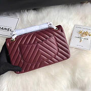 Chanel Flap Bag Chevron Red Wine Lambskin Gold 25cm - 3