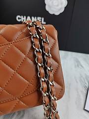 Chanel Flap Bag Caramel Lambskin Silver 20cm - 6