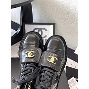 Chanel CC Short Boots Gold Logo Print Lambskin Black - 3