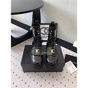 Chanel CC Short Boots Gold Logo Print Lambskin Black - 2