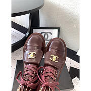 Chanel CC Short Boots Gold Logo Print Lambskin Red Wine - 2