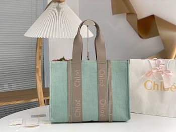 Chloe Woody Tote Bag Green 45x33x13cm