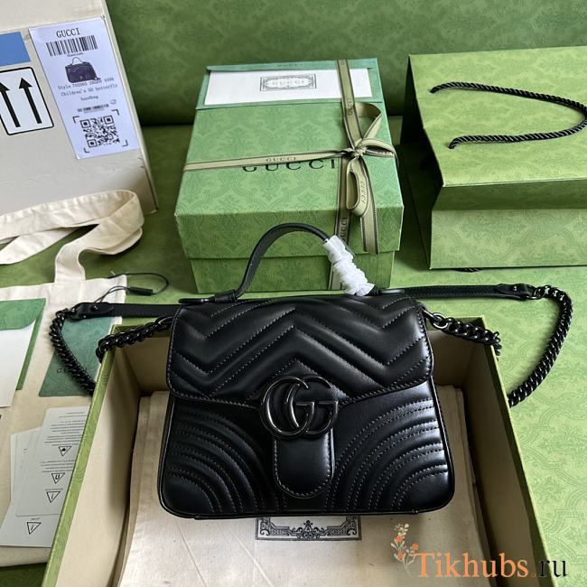 Gucci GG Marmont Mini Top Handle Black Bag 21x15.5x8cm - 1