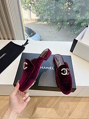 Chanel Velvet Red Wine Slides - 3