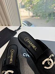 Chanel Velvet Black Slides - 4