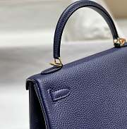 Hermes Kelly 25 Togo Gold Navy Blue Bag 25cm - 6