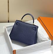 Hermes Kelly 25 Togo Gold Navy Blue Bag 25cm - 4