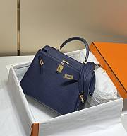 Hermes Kelly 25 Togo Gold Navy Blue Bag 25cm - 2