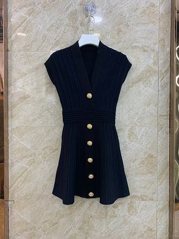 Balmain Short Velvet Black Dress 