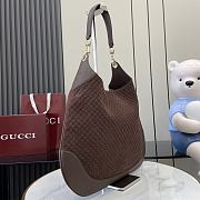 Gucci B Medium Shoulder Bag Dark Red Wine Suede 49x46x4cm - 4