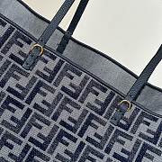 Fendi Large Roll Dark Blue FF Chenille Tote 35x32x19.5cm - 5