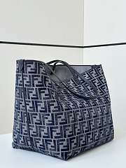 Fendi Large Roll Dark Blue FF Chenille Tote 35x32x19.5cm - 4