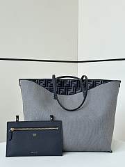 Fendi Large Roll Dark Blue FF Chenille Tote 35x32x19.5cm - 3