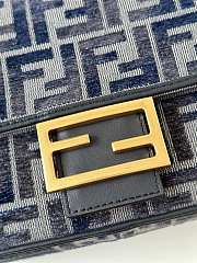 Fendi Baguette Dark Blue FF Bag 27x6x15cm - 4