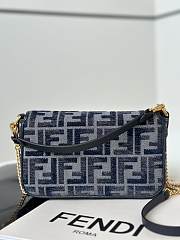 Fendi Mini Baguette Dark Blue FF Bag 20x5x13cm - 5