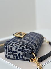 Fendi Mini Baguette Dark Blue FF Bag 20x5x13cm - 3