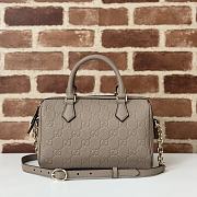 Gucci GG Emblem Small Top Handle Bag Taupe 25.5x16x14cm - 5