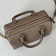 Gucci GG Emblem Small Top Handle Bag Taupe 25.5x16x14cm - 6