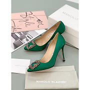 Manolo Blahnik Hangisi 90mm Satin Pumps Green - 4