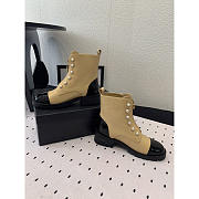 Chanel Calfskin With Pearl Boots Beige - 4