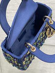 Dior Small Lady Bag Calfskin Satin Blue 20cm - 6