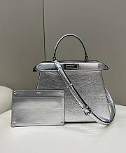 Fendi Peekaboo Medium Silver Leather Bag 33x10x25.5cm - 1