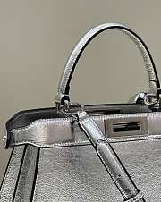Fendi Peekaboo Medium Silver Leather Bag 33x10x25.5cm - 5