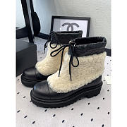 Chanel Leather With Fur Short Boots Black - 3