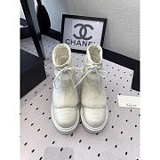 Chanel Leather With Fur Short Boots White - 3