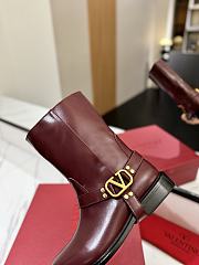 Valentino Vlogo Signature Calfskin Red Wine Ankle Boots - 5