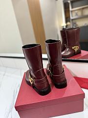 Valentino Vlogo Signature Calfskin Red Wine Ankle Boots - 3