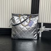 Chanel Shopping Bag Lambskin Gold Silver 34x36x12cm - 6